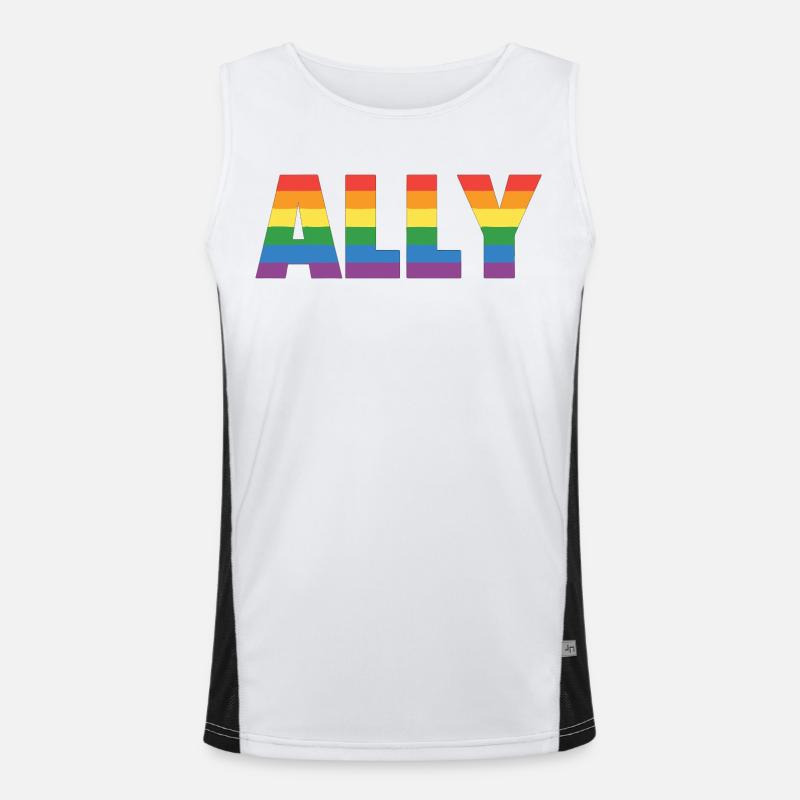 ALLY – Design arc-en-ciel pour les partisans LGBTQ+ Débardeur respirant contrasté Homme 