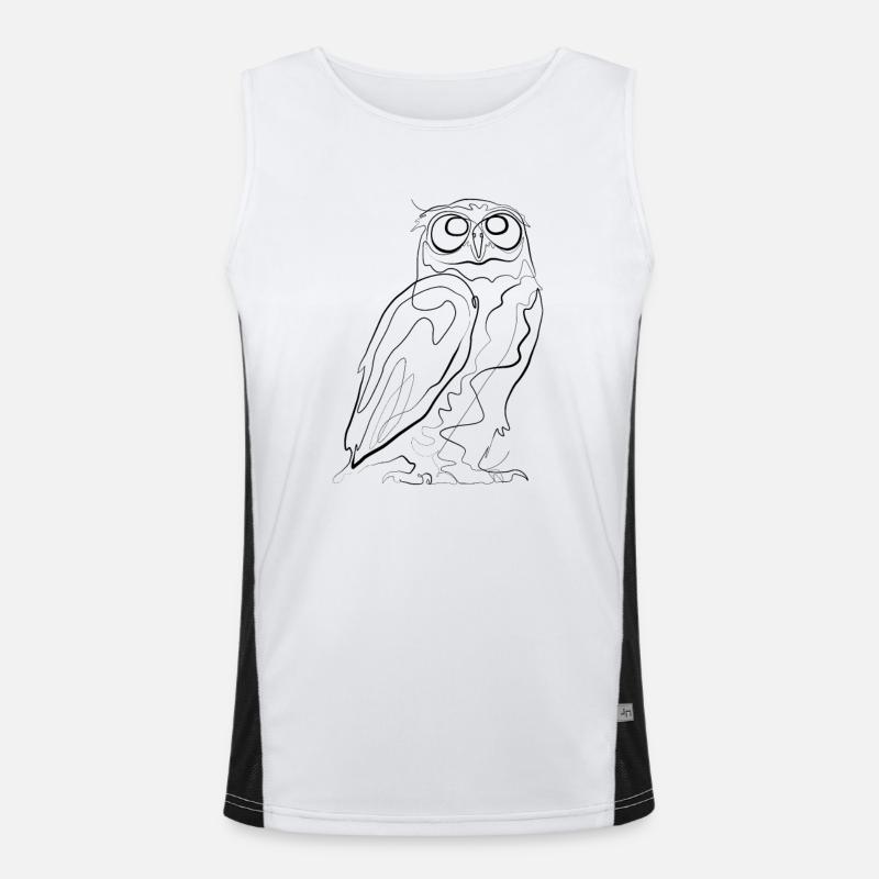 Eule - one line drawing Funktionelles Kontrast-Tank Top für Männer 