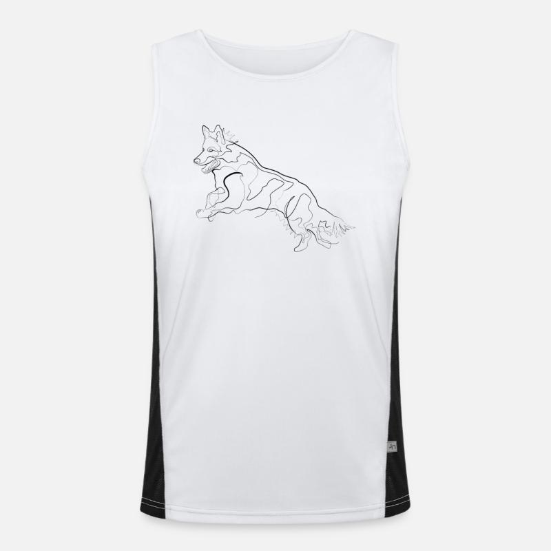Schäferhund - one line drawing Funktionelles Kontrast-Tank Top für Männer 