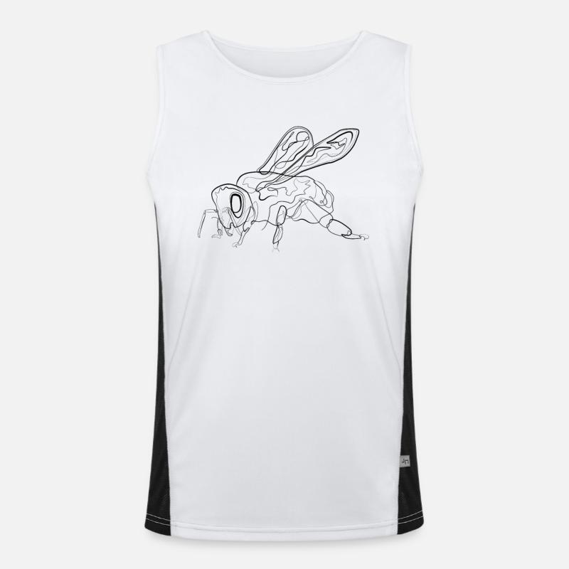 Bee environmental protection - one line drawing - Men's Functional Contrast Tank Top  - white/black