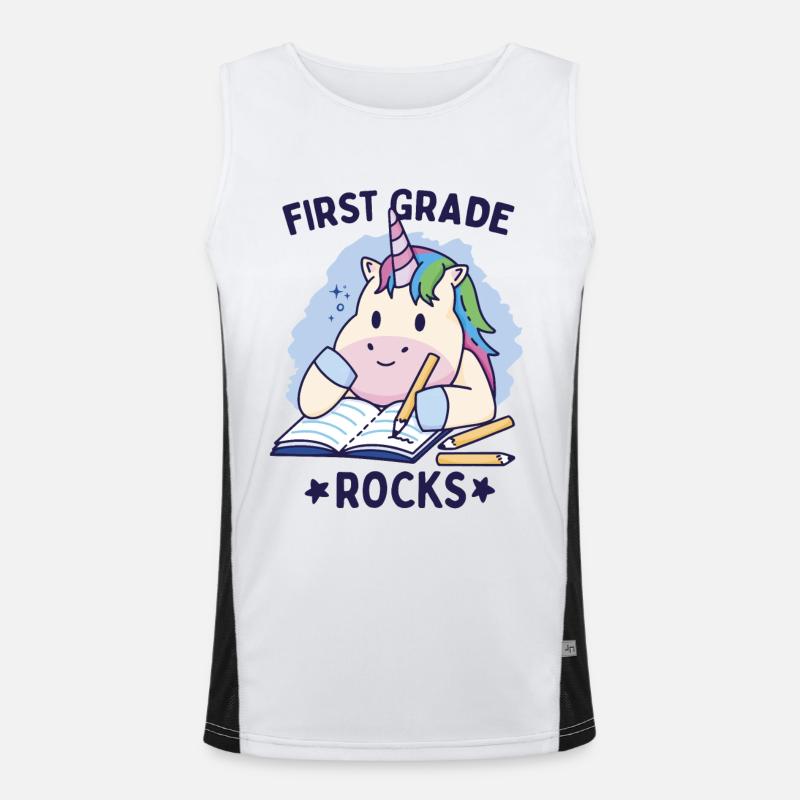 Hello 1st Grade - Hello First Grade Rocks Funktionelles Kontrast-Tank Top für Männer 