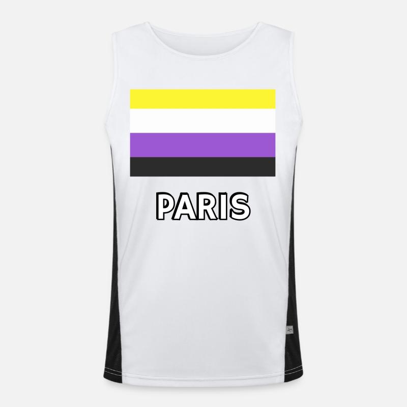 Non binary Pride Flag Paris - Men's Functional Contrast Tank Top  - white/black