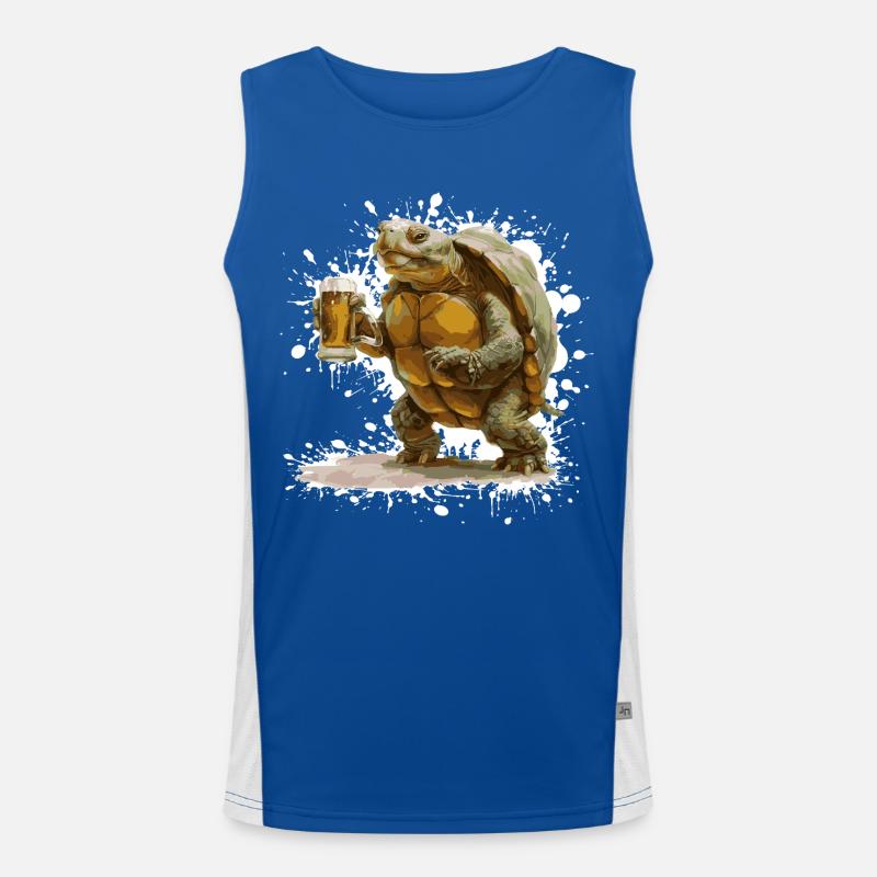 Schildkröte Bier Lustig Funktionelles Kontrast-Tank Top für Männer 