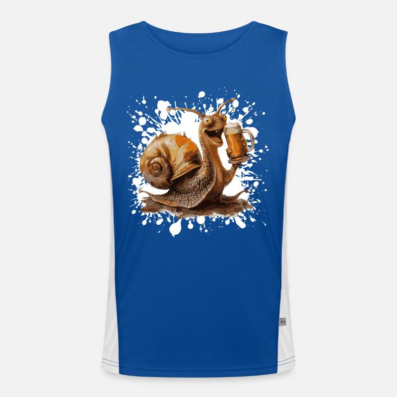 Schnecke Bier Lustig Funktionelles Kontrast-Tank Top für Männer 