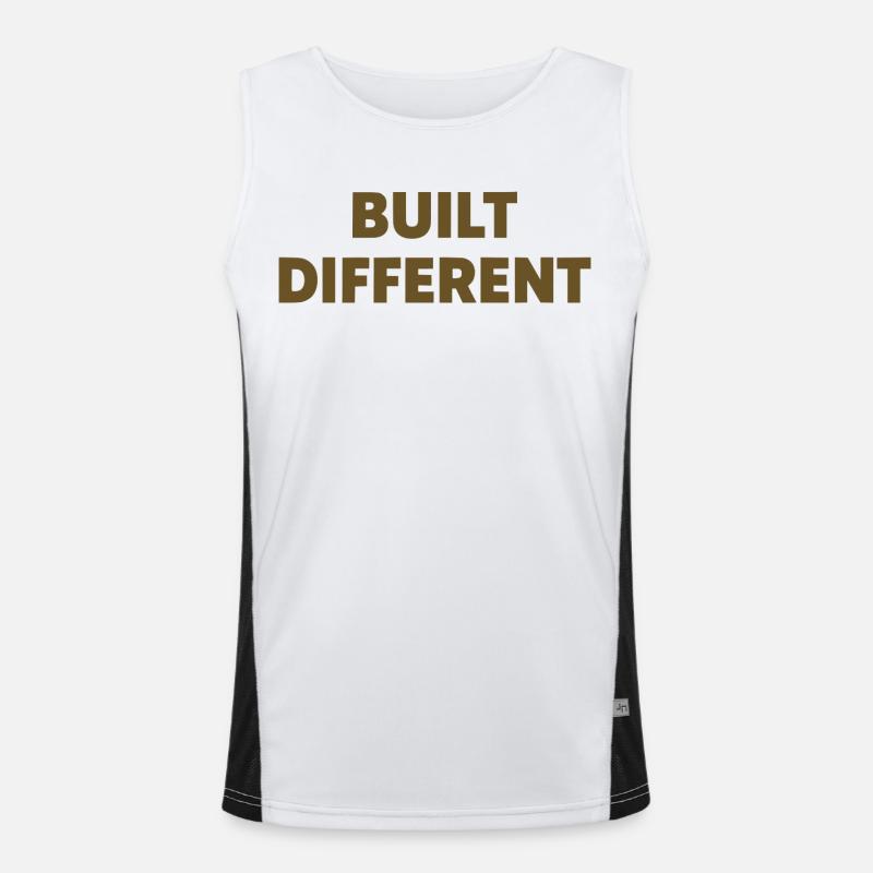 Built Different Spruch Statement Typografie Funktionelles Kontrast-Tank Top für Männer 