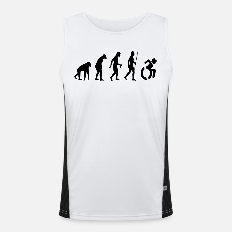 Evolution Rollstuhl. Die Rollstuhl-Evolution * - Funktionelles Kontrast-Tank Top für Männer  - Weiß/Schwarz