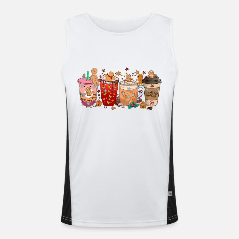 Lebkuchen Kaffee Latte, Weihnachtskaffee Latte Funktionelles Kontrast-Tank Top für Männer 