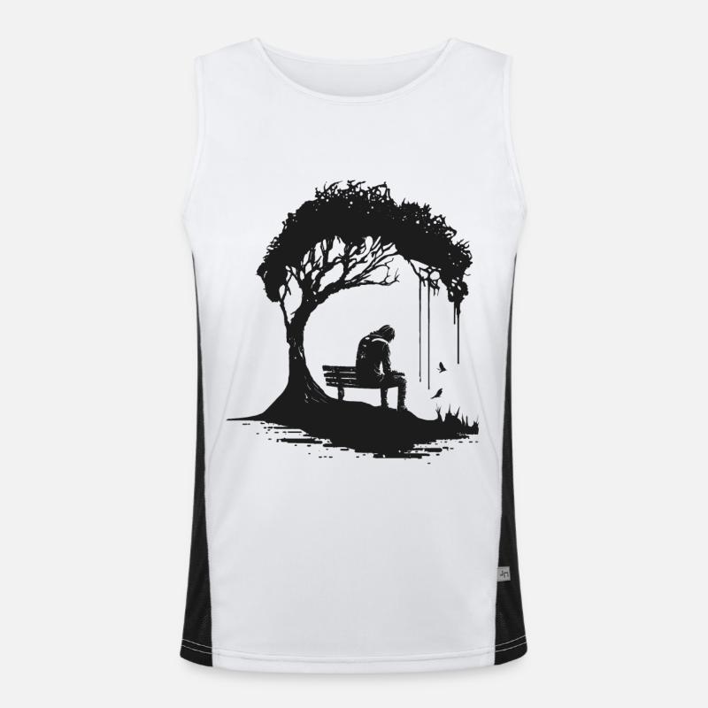 Minimal Design, Baum, Silhouette, Einsam, Natur Funktionelles Kontrast-Tank Top für Männer 