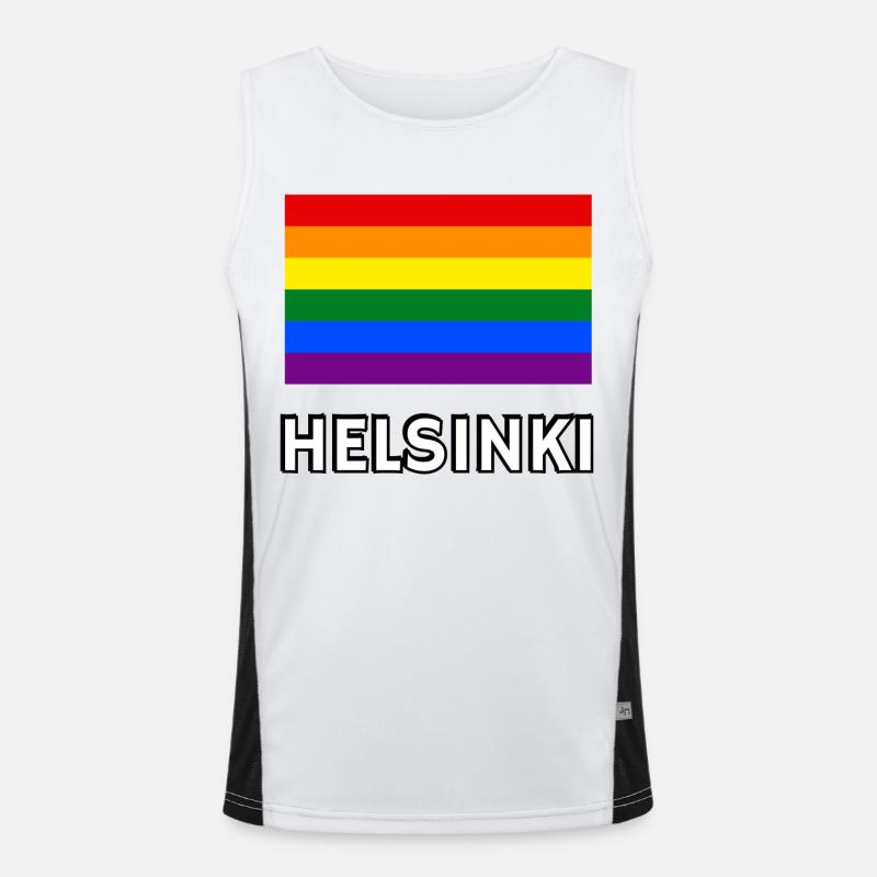 Drapeau de la fierté d’Helsinki Débardeur respirant contrasté Homme 