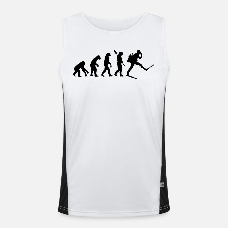 Scuba Diver Funny Human Evolution - Men's Functional Contrast Tank Top  - white/black