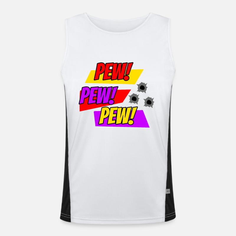 Comic PEW PEW Comic Style - Men's Functional Contrast Tank Top  - white/black