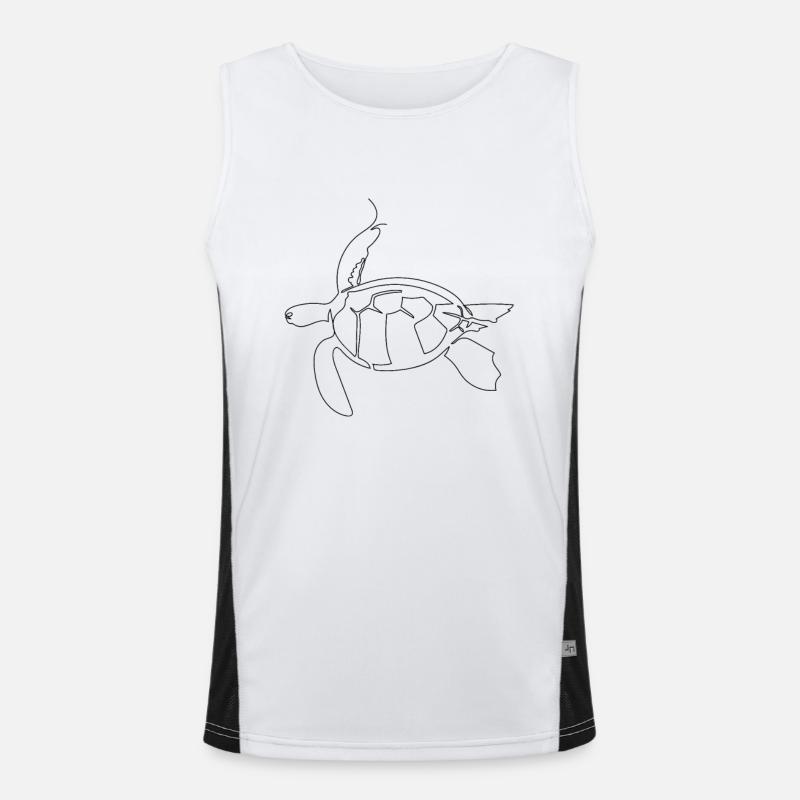 One line art drawn turtle - Men's Functional Contrast Tank Top  - white/black