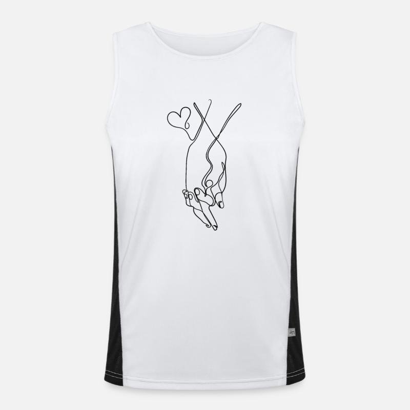 One Line Drawing Händchen halten Single Art Funktionelles Kontrast-Tank Top für Männer 