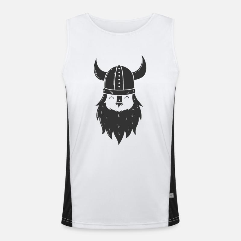 Wikinger mit Vollbart und Wikingerhelm Funktionelles Kontrast-Tank Top für Männer 
