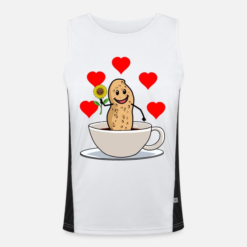 Bonjour tasse de café aux arachides petit déjeuner fleur Débardeur respirant contrasté Homme 