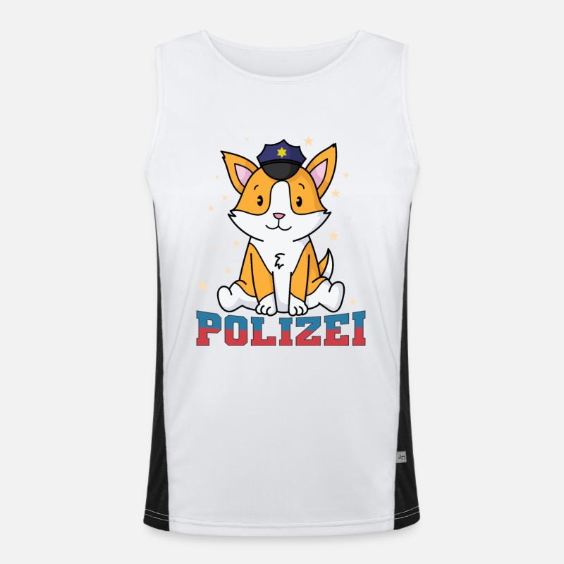 Polizei Fuchs mit Polizeimütze Funktionelles Kontrast-Tank Top für Männer 