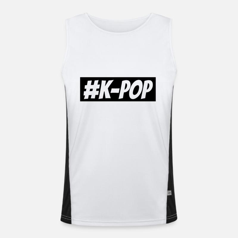 #K POP - Men's Functional Contrast Tank Top  - white/black
