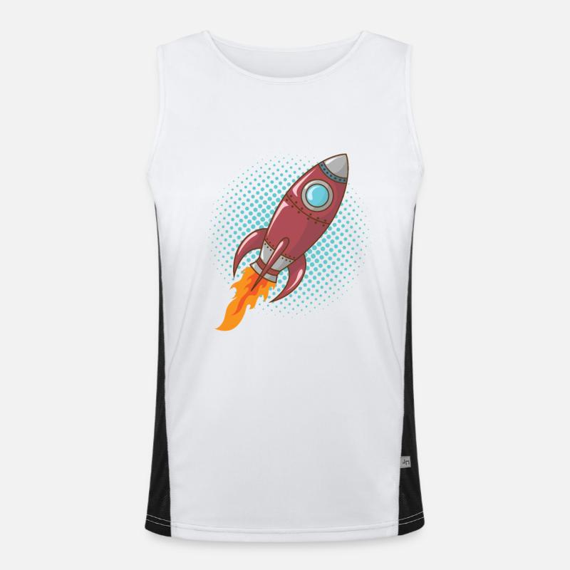 Comic Rocket Spaceship Spacecraft Missile - Men's Functional Contrast Tank Top  - white/black