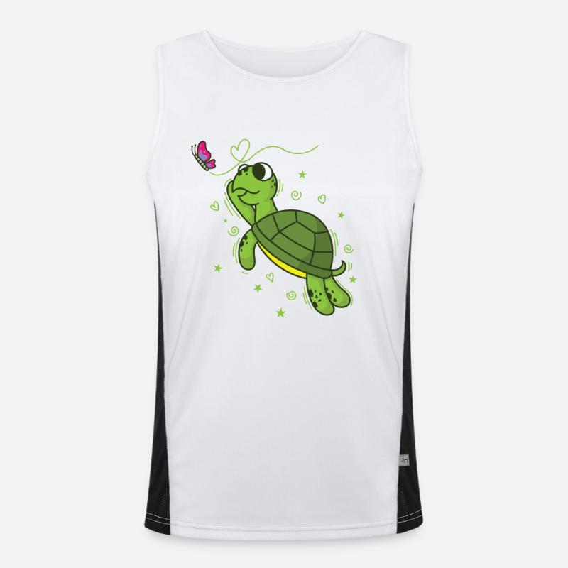 Turtle with Butterfly Reptile Water Men's Functional Contrast Tank Top 