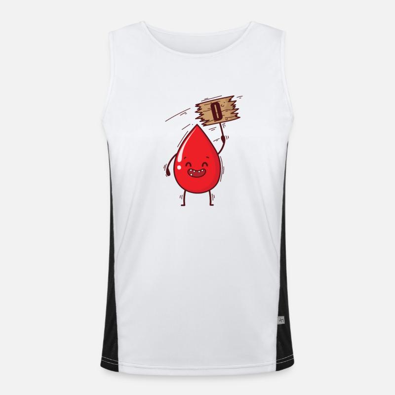 Blutgruppe 0 Bluttropfen mit Schild Herz Funktionelles Kontrast-Tank Top für Männer 