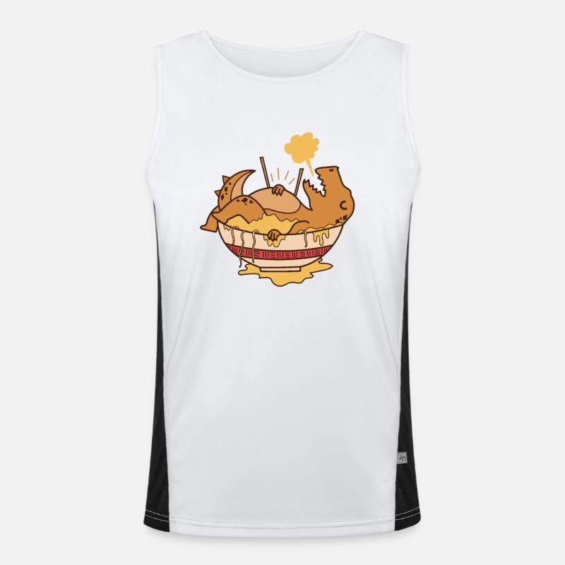 Dino gît dans les dinosaures du plat de pâtes Débardeur respirant contrasté Homme 