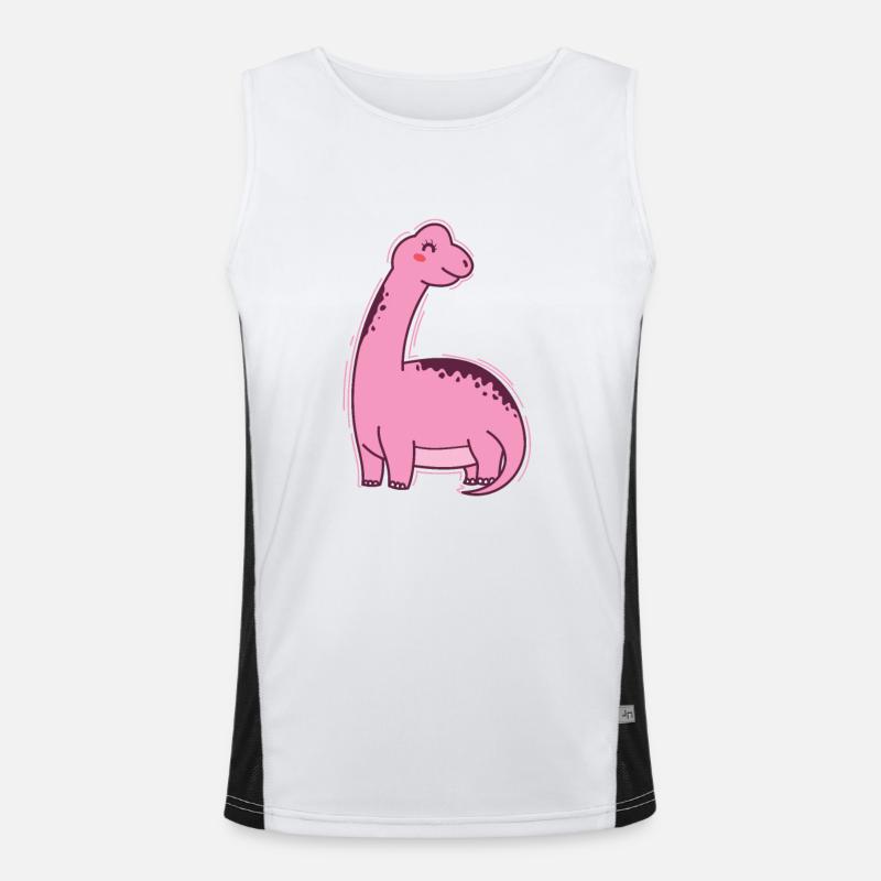 dinosaure rose avec dinosaure à long cou Débardeur respirant contrasté Homme 
