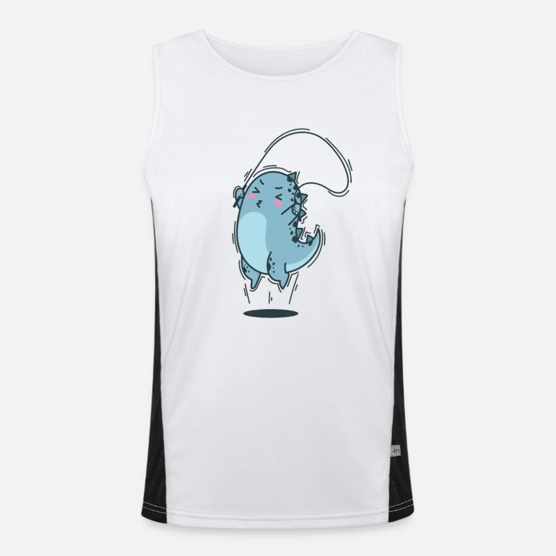 Dino jumps rope dinosaur reptile - Men's Functional Contrast Tank Top - white/black