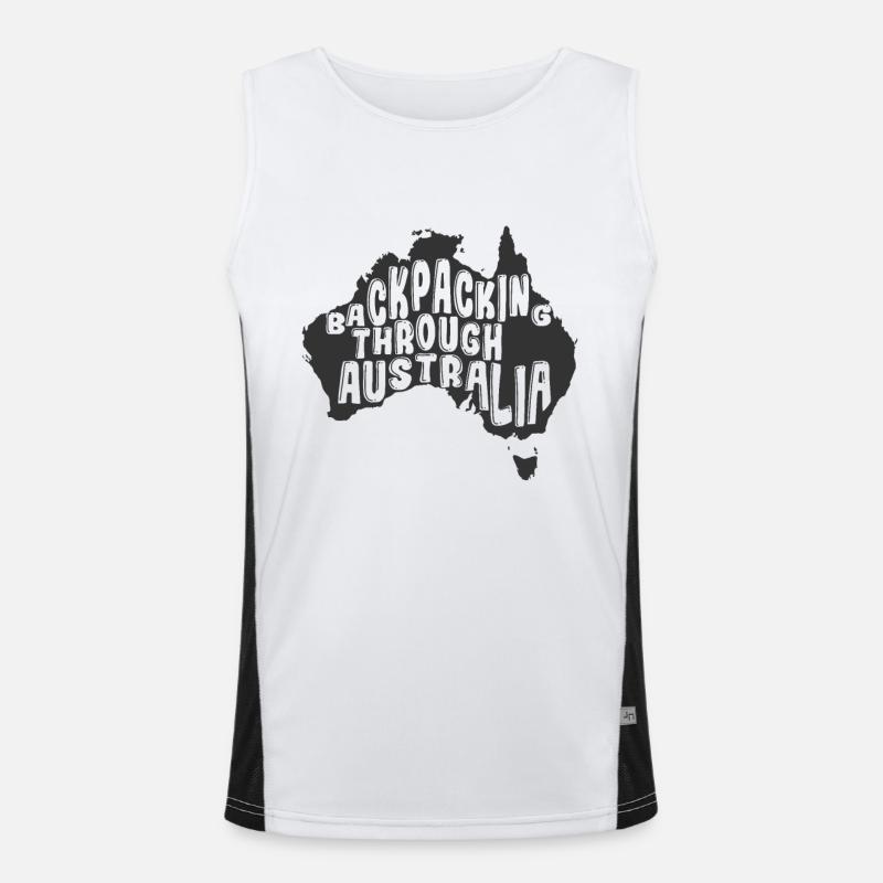 Backpacking through Australia Outback Funktionelles Kontrast-Tank Top für Männer 
