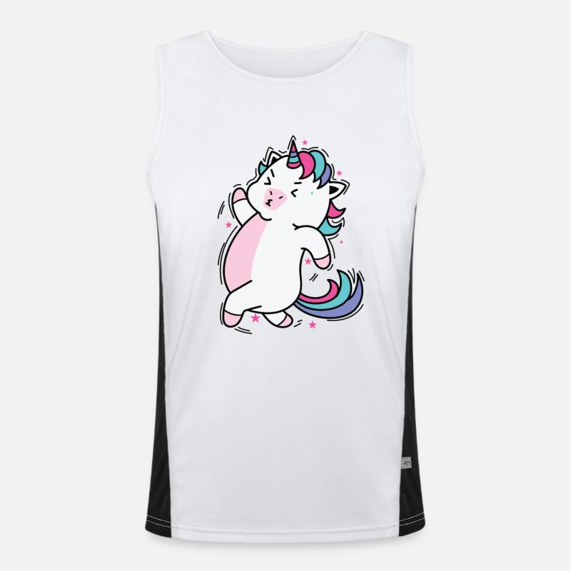 Unicorn Running Mythical Creature Sport Men's Functional Contrast Tank Top 