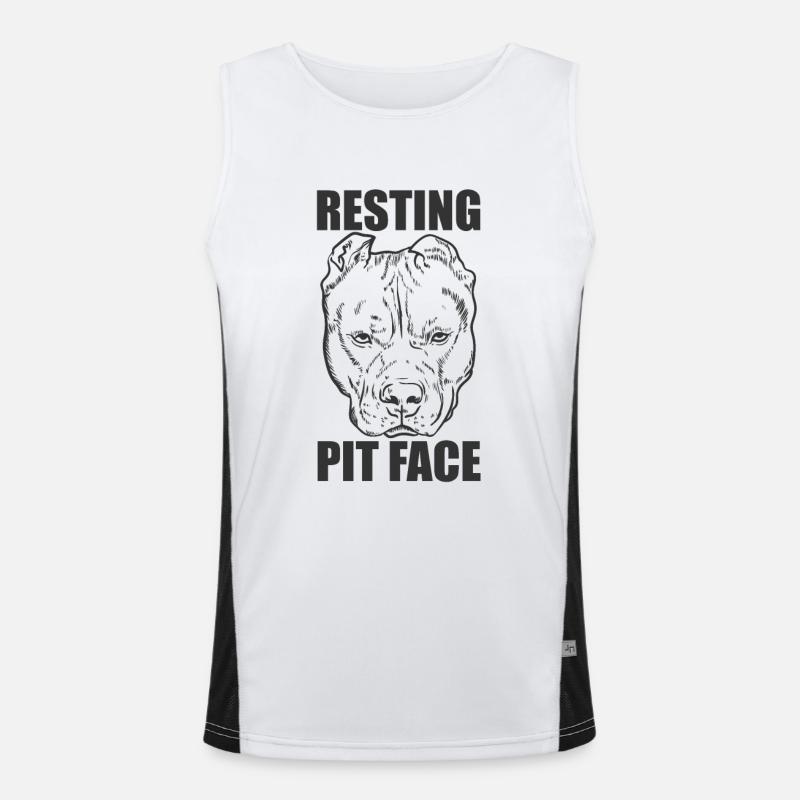 Resting Pit Face Pit Bull Dog Pet Men's Functional Contrast Tank Top 