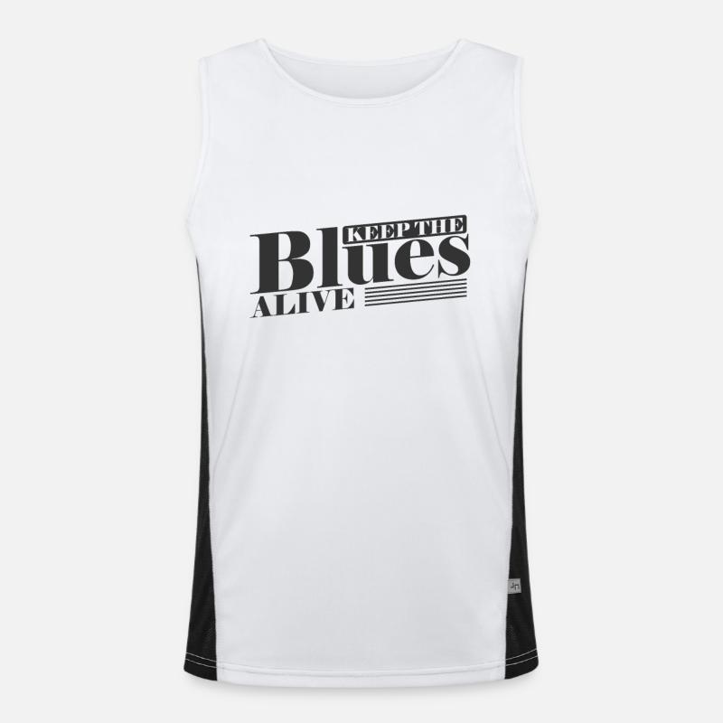 Keep the Blues alive Musik Trompete Funktionelles Kontrast-Tank Top für Männer 