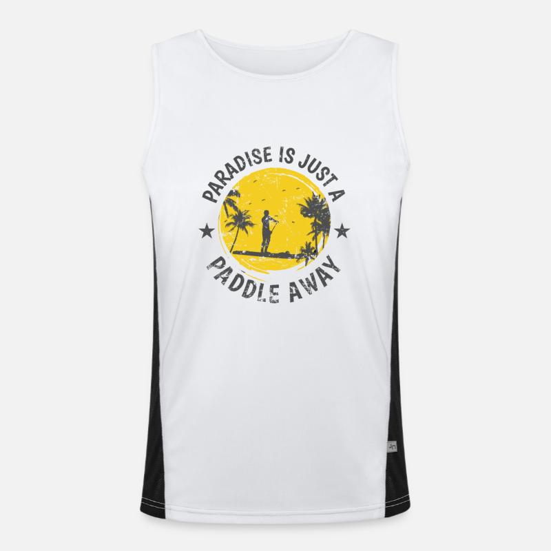 Paradise is Just a Paddle Away SUP Balance Funktionelles Kontrast-Tank Top für Männer 