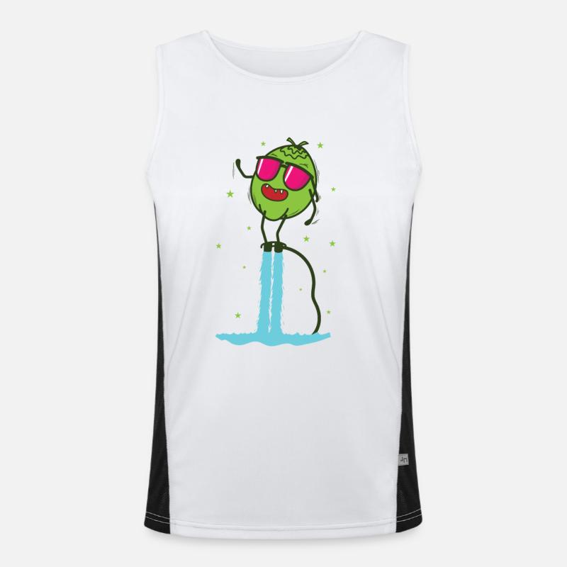 Coconut during flyboarding fruit palm tree Men's Functional Contrast Tank Top 
