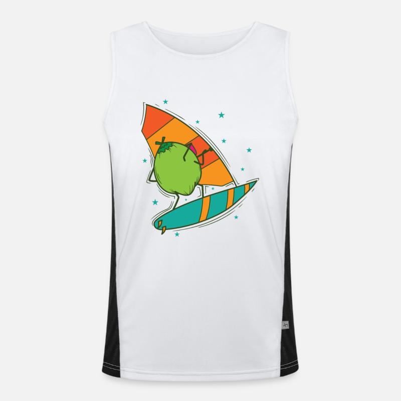 Coconut while windsurfing exotic fruit Men's Functional Contrast Tank Top 
