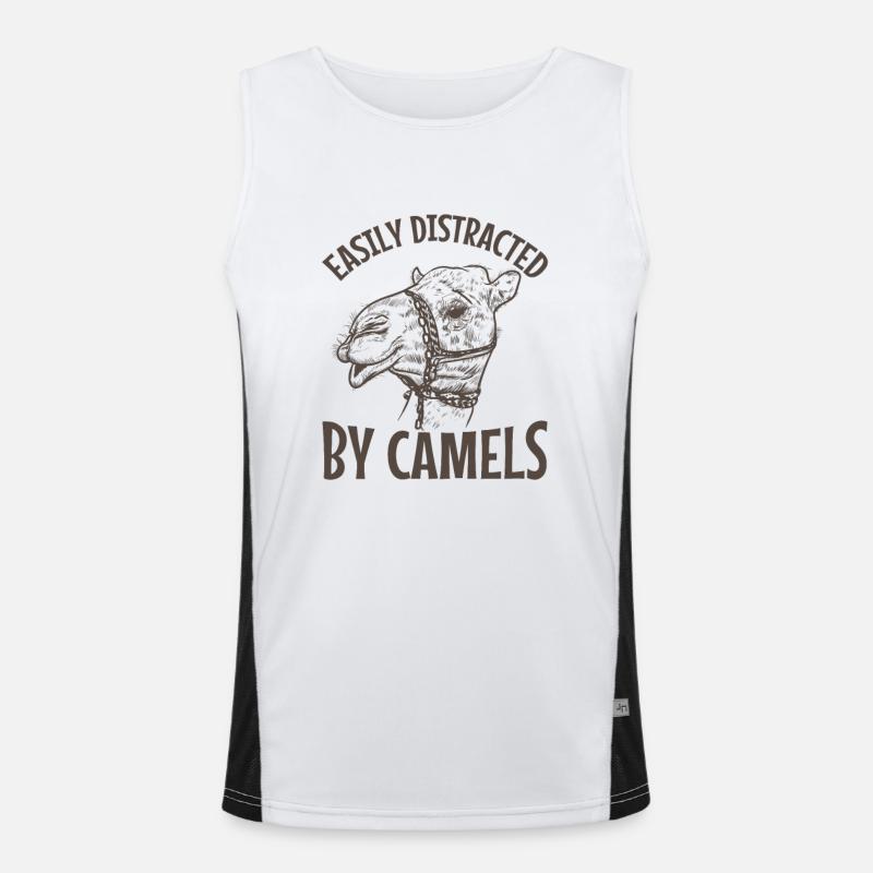 Easily Distracted by Camels Dromedar Funktionelles Kontrast-Tank Top für Männer 
