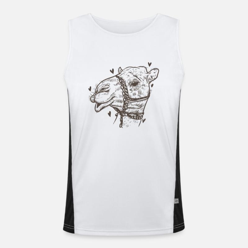 Kamel Karawane Wüste Dromedar Tier Funktionelles Kontrast-Tank Top für Männer 