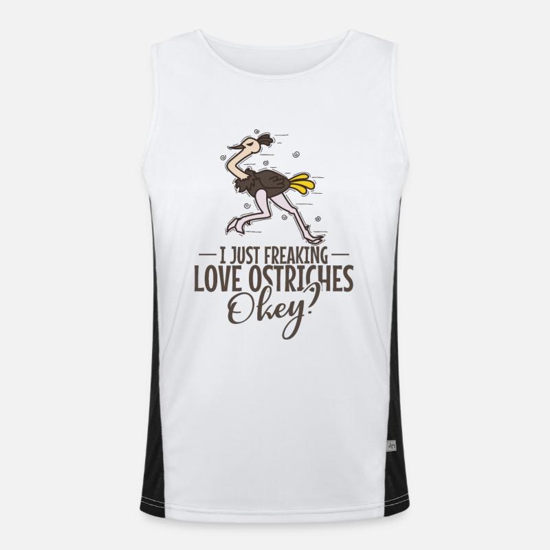 I Just Freaking Love Ostriches Okey? Strauß Funktionelles Kontrast-Tank Top für Männer 
