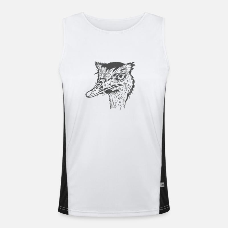Straußenkopf Laufvogel Savanne Funktionelles Kontrast-Tank Top für Männer 