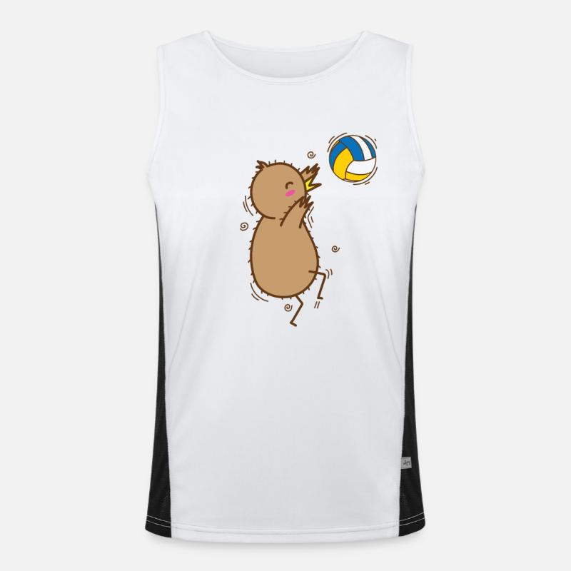 Volleyball Kiwi Bird and Fruit Men's Functional Contrast Tank Top 