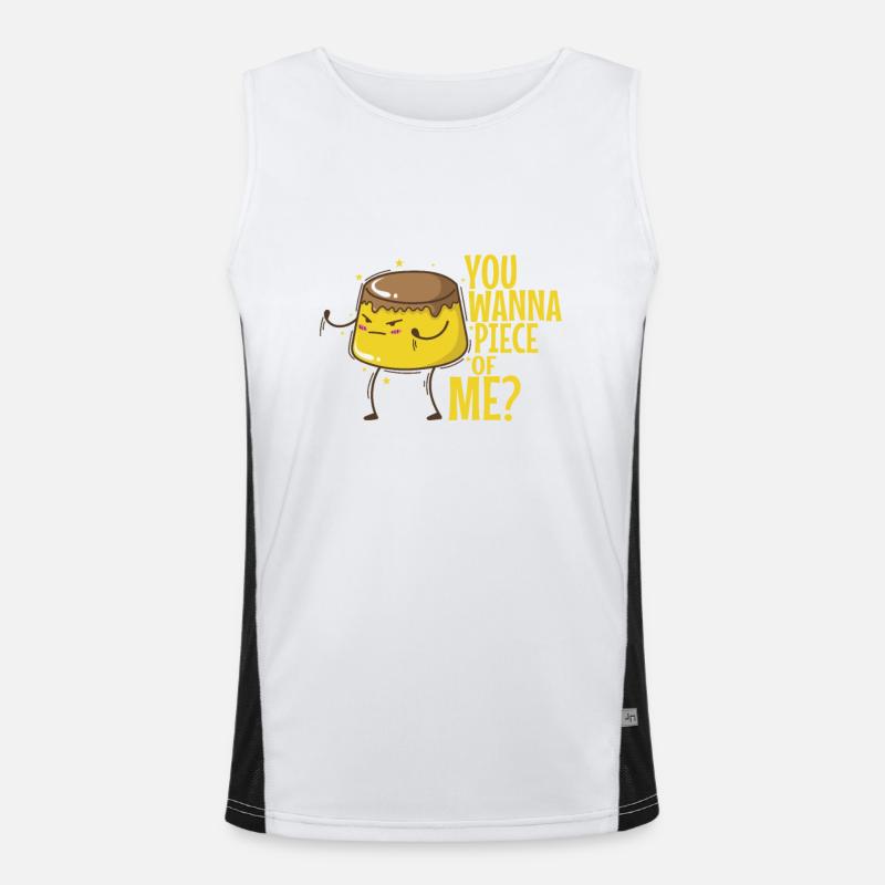 Vaniljebudding med chokoladesauce dessert - Funktionel kontrast tanktop til herrer  - hvid/sort