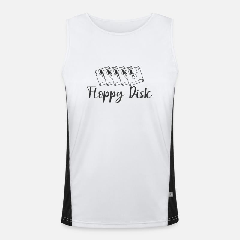 Floppy disk retro storage module data carrier Men's Functional Contrast Tank Top 
