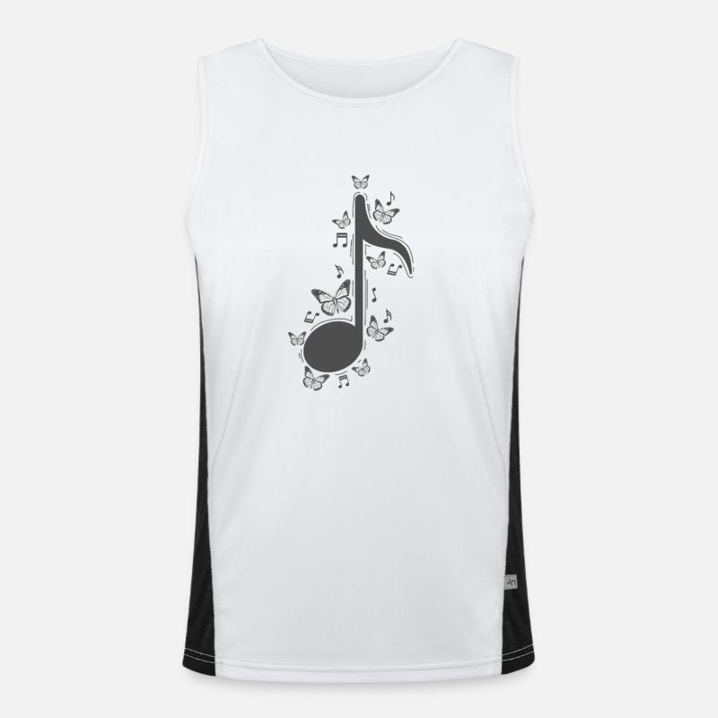 Musiknote mit Schmetterlingen Musik Funktionelles Kontrast-Tank Top für Männer 