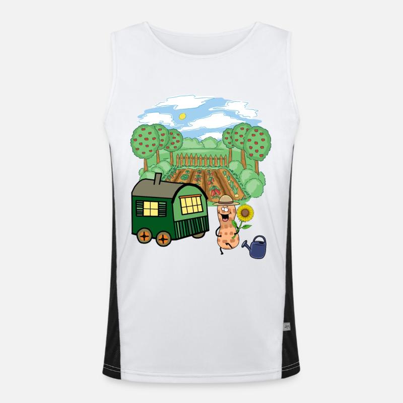 Bauwagen Garten Gärtner Erdnuss Gemüse Blumen Funktionelles Kontrast-Tank Top für Männer 