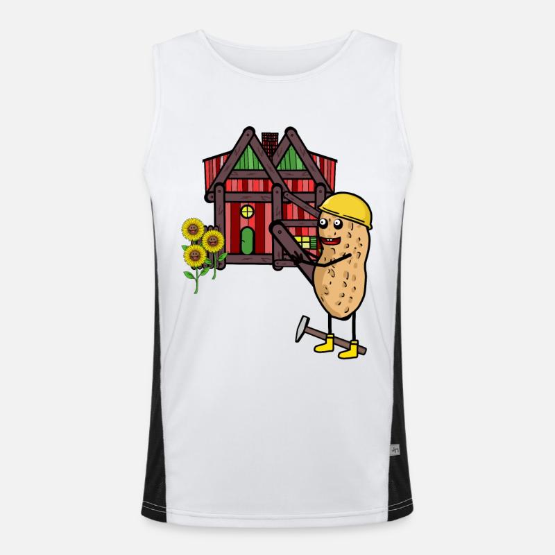 Cabane Maison Peanut Constructeur Rénover Rénovation Débardeur respirant contrasté Homme 