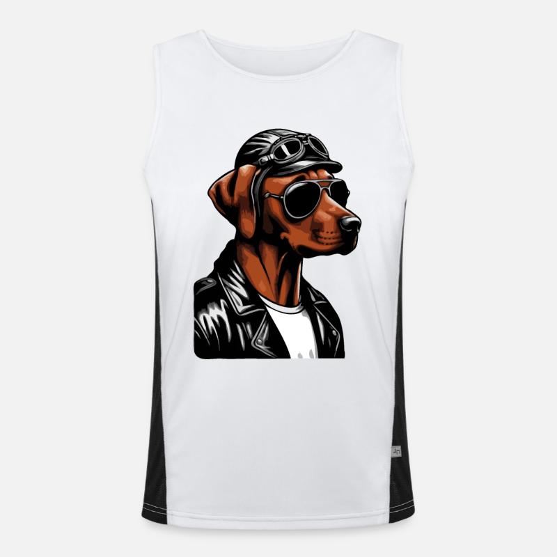 Rhodesian Ridgeback Cool Rhodesian Ridgebacks - Men's Functional Contrast Tank Top  - white/black