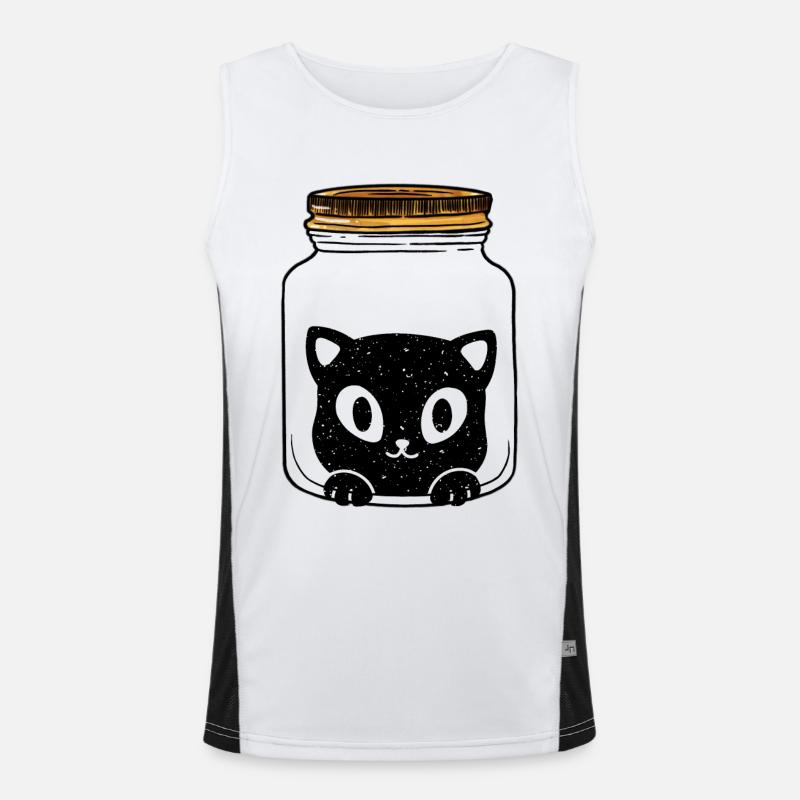Cat Cat Gift Idea - Men's Functional Contrast Tank Top  - white/black