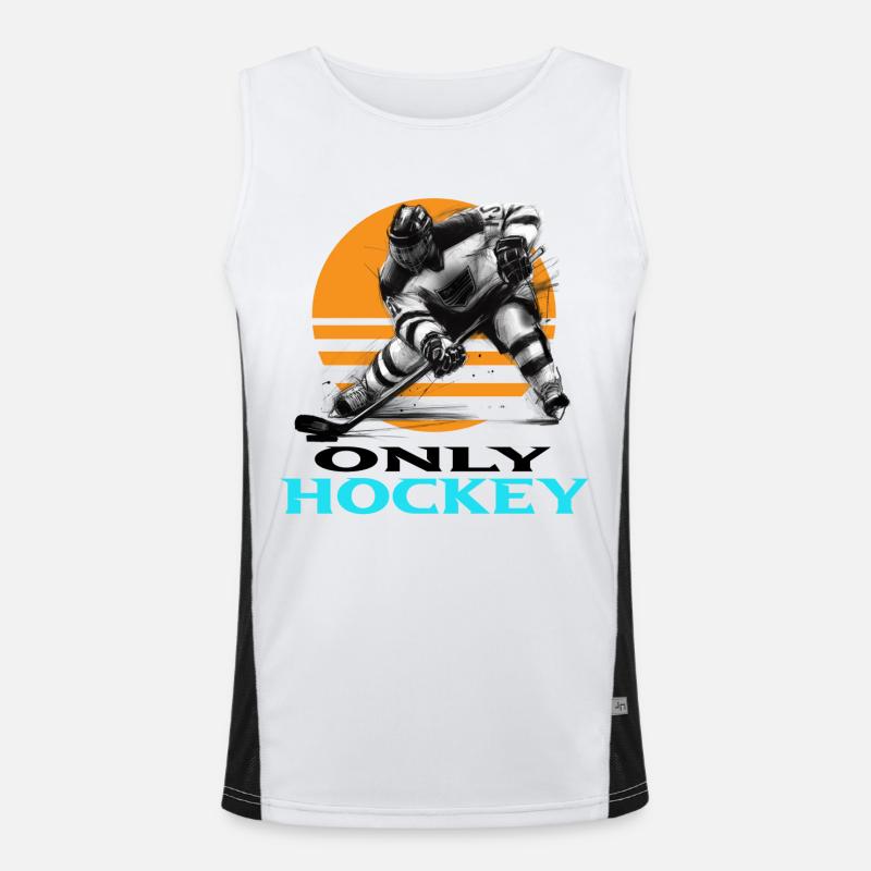 hockey - Funksjonell kontrast-singlet for menn - hvit/svart