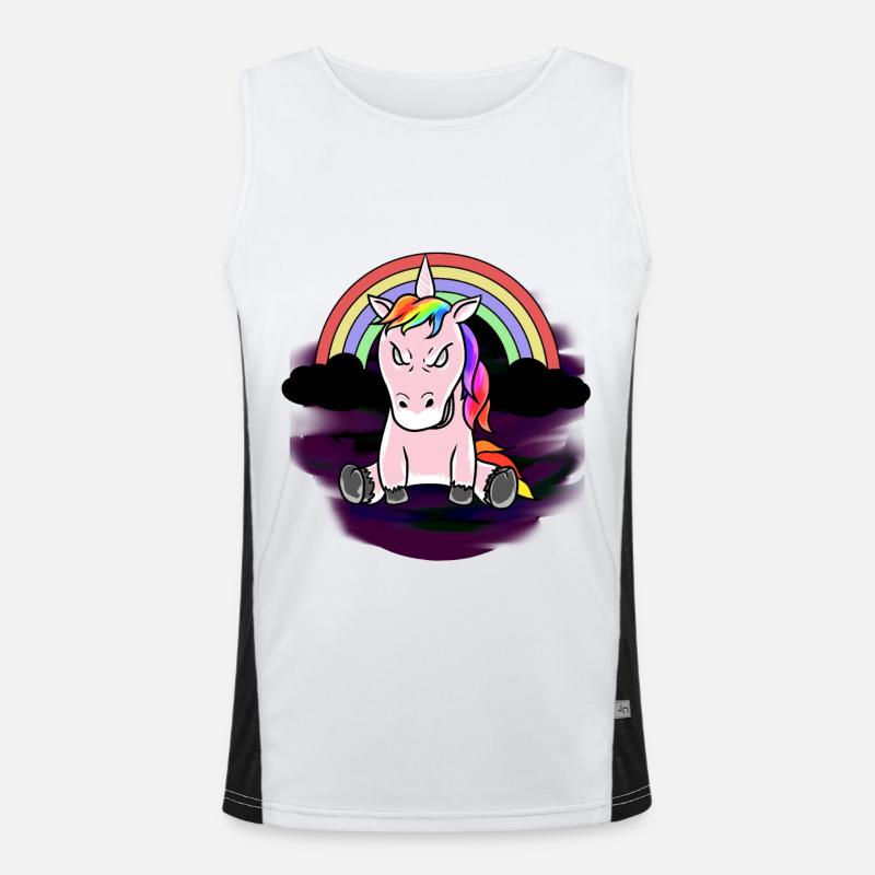 Fantasy Einhorn Einhörner Horror Böse Satanisch Funktionelles Kontrast-Tank Top für Männer 