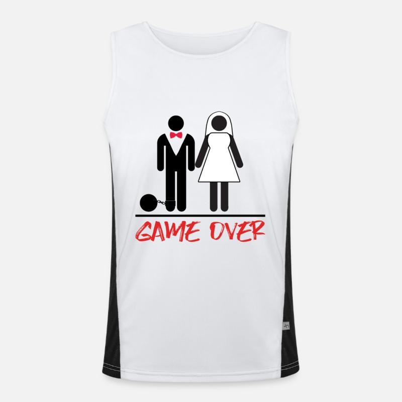 Game Over Hochzeit JGA Funktionelles Kontrast-Tank Top für Männer 