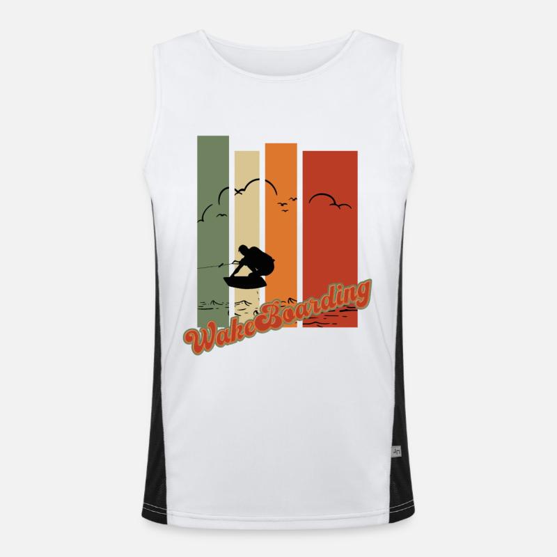 Retro Wakeboarden Liebhaber Wakeboard Geschenk Funktionelles Kontrast-Tank Top für Männer 